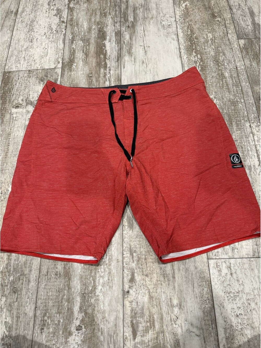 Volcom 38 Red Stripe Boardshorts Surf Swim Trunks